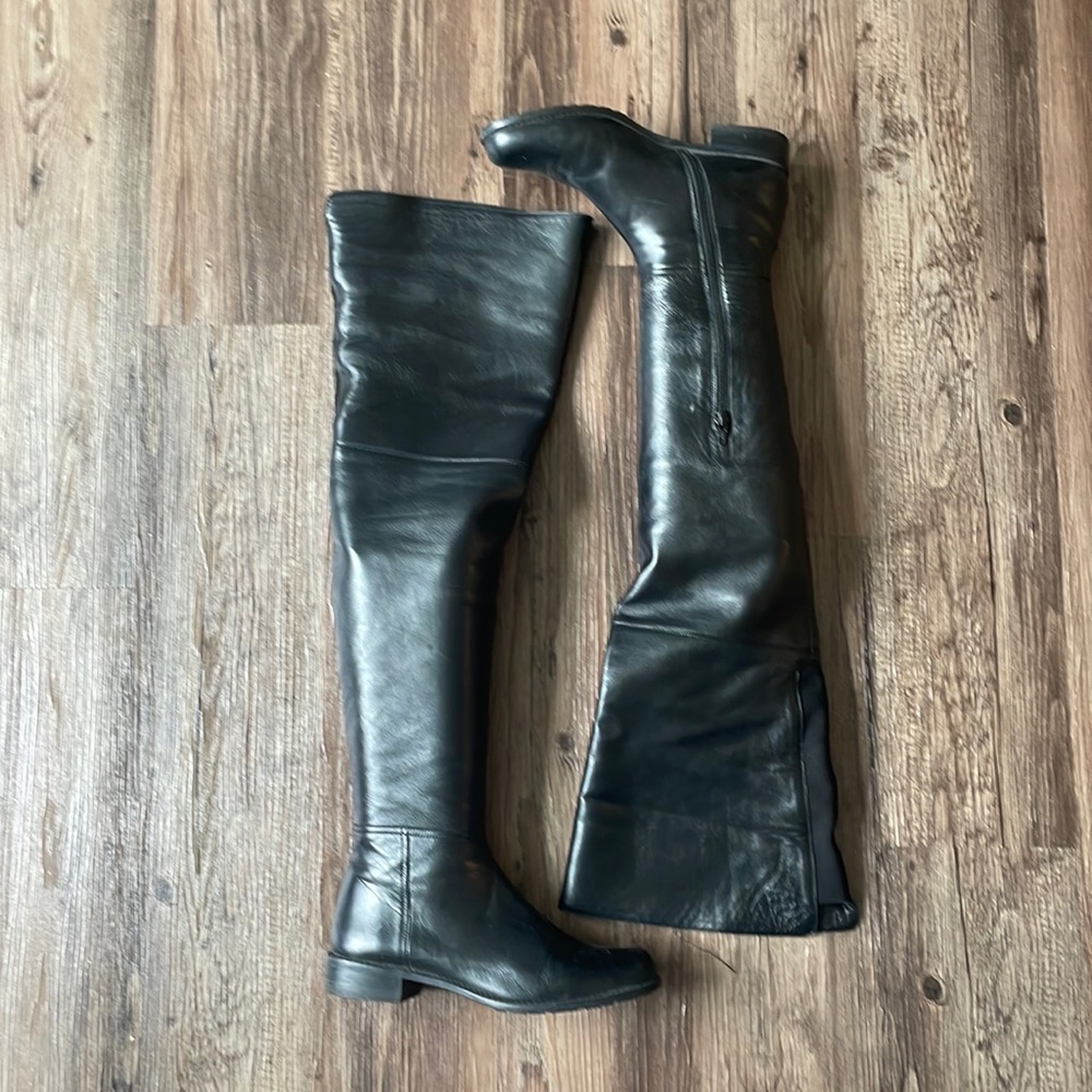 Over the knee black leather size 7.5 boots